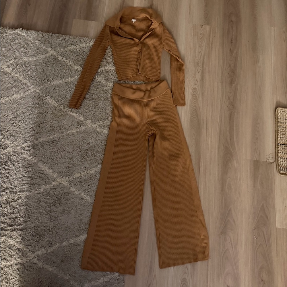 Aerie Brown Ribbed Sweater Set